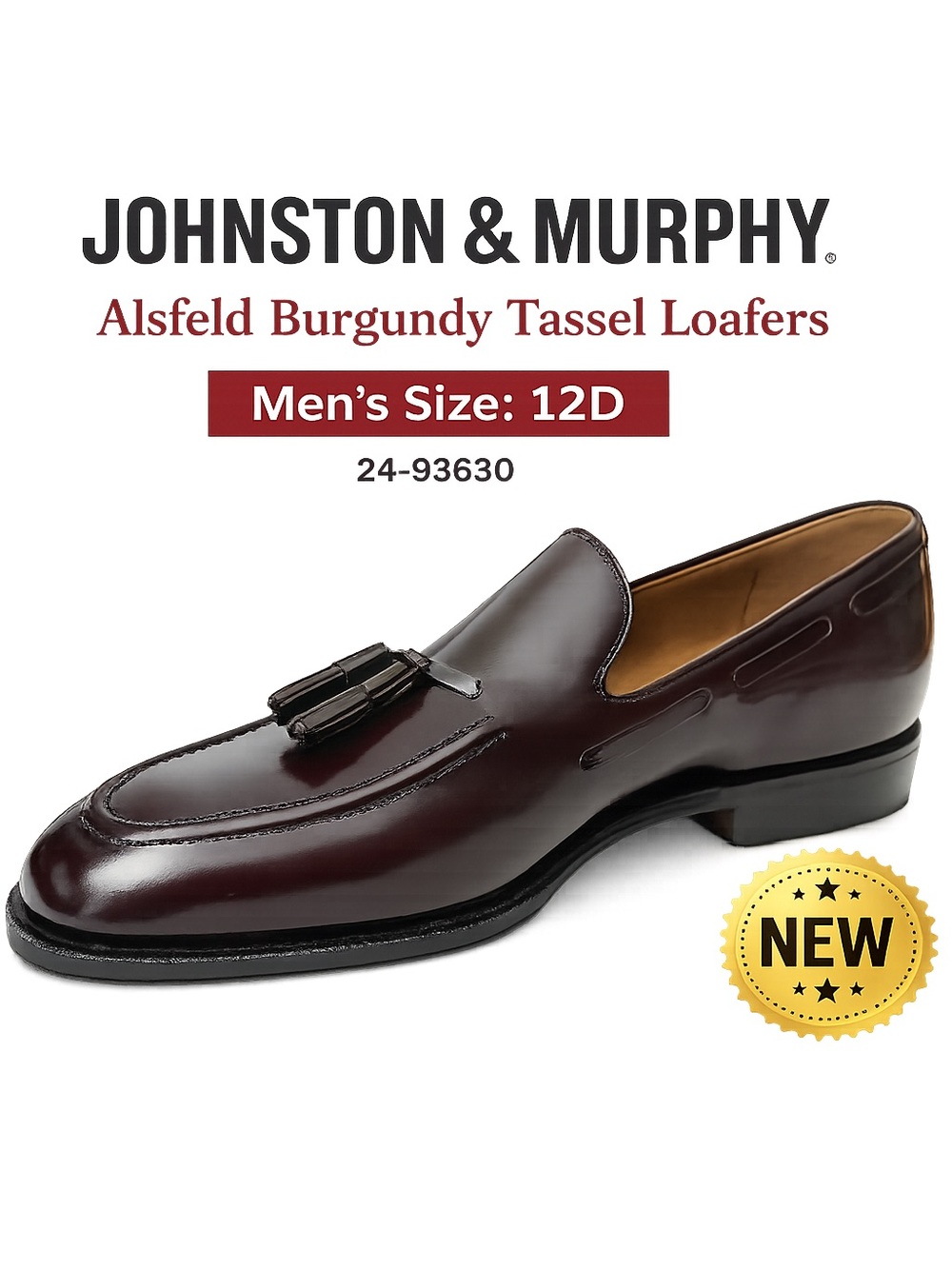 Johnston & Murphy Alsfeld Burgundy Tassel Loafers Men’s Size 12D New 24-93630